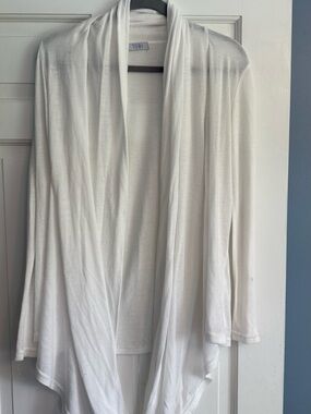 Tobi White Draped Open-Front Cardigan